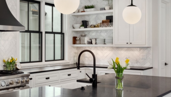 White Cabinets Black Countertops